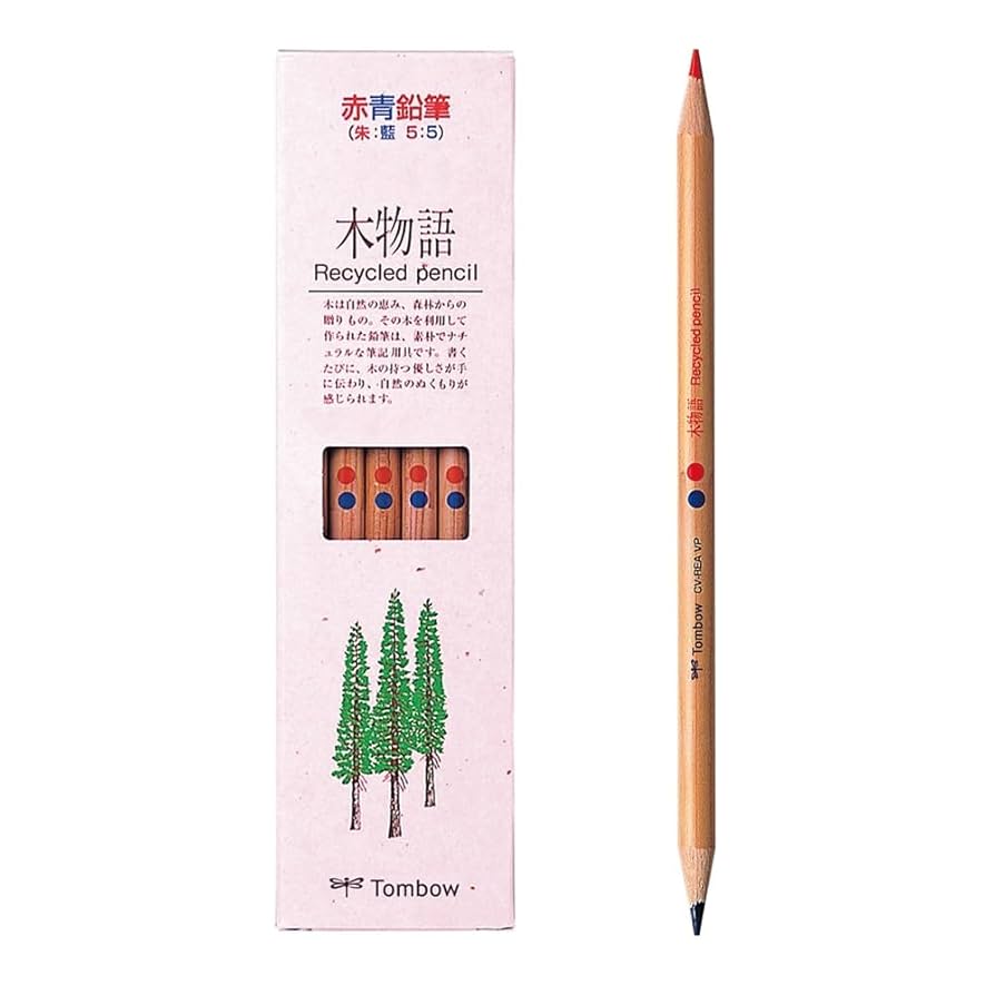 Amazon | トンボ鉛筆 赤青鉛筆 丸軸 (5:5) 木物語 1ダース CV
